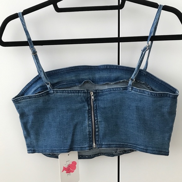 Latiste denim cropped top with zipper - Picture 4 of 7